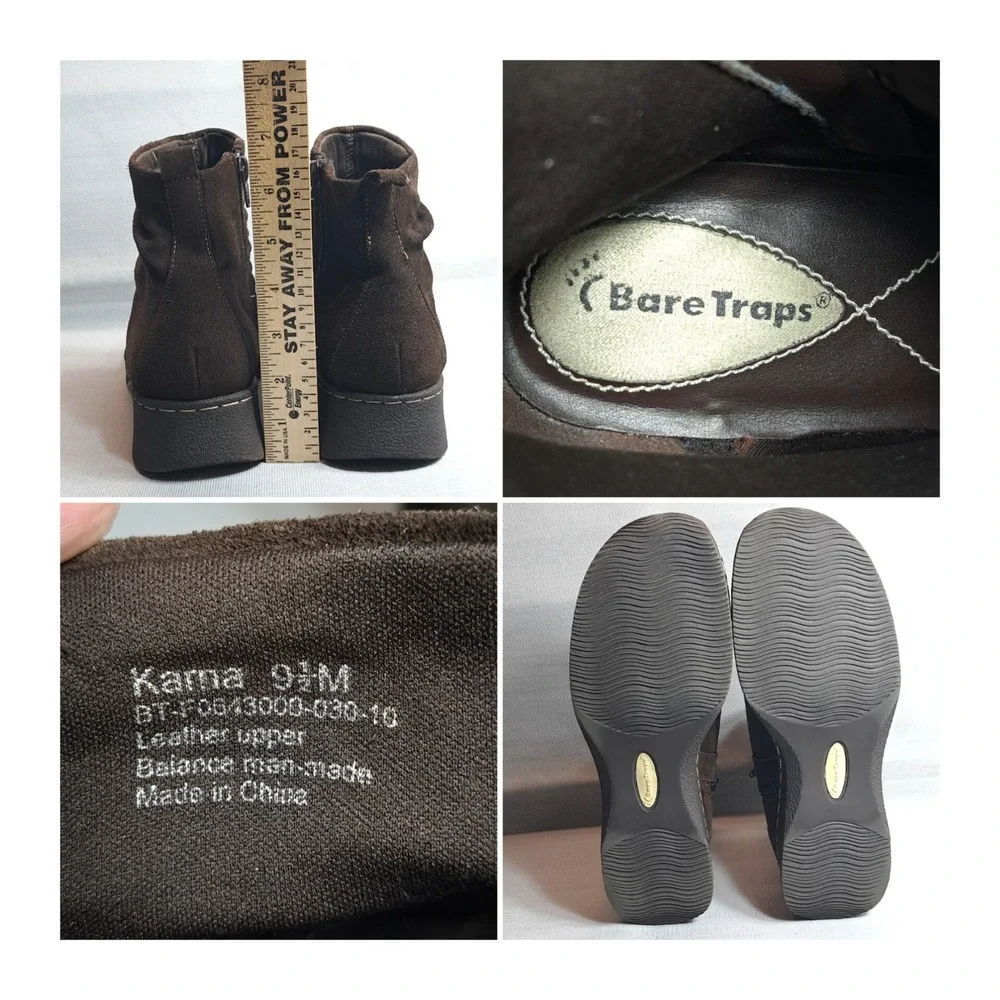 BareTraps Women's‎ Karna Size 9 1/2M Brown Leather Ankle Booties/Shoes Zipper